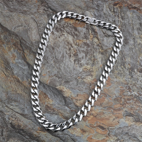 Collana a Catena a Maglia Cubana in Acciaio Inossidabile per Uomo Donna Hip Hop Catena Cordolo Lucidata a Specchio Gioielli Punk