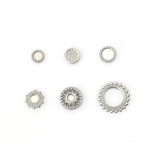 Stainless Steel Round Geometric Pendant Bases Beaded Edge For DIY Necklace Bracelet Handmade Jewelry Making Accessories