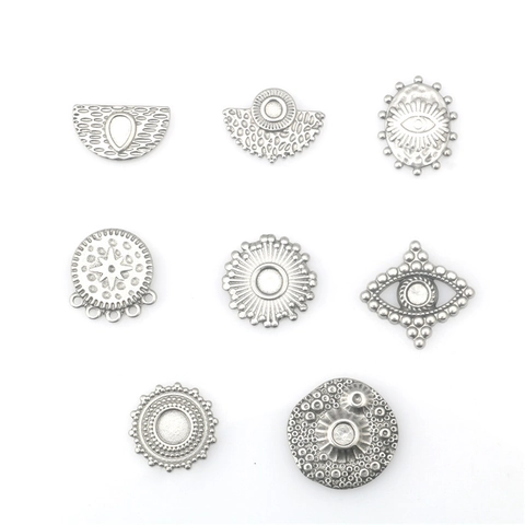 Ciondolo in Acciaio Inossidabile a Forma di Stella Semicerchio Rotondo Malocchio Sole Charms per Produzione di Collane Bracciali DIY Accessori Gioielli Vintage Punk