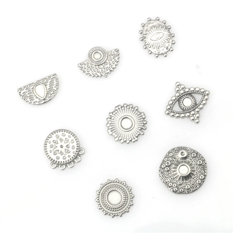 Ciondolo in Acciaio Inossidabile a Forma di Stella Semicerchio Rotondo Malocchio Sole Charms per Produzione di Collane Bracciali DIY Accessori Gioielli Vintage Punk