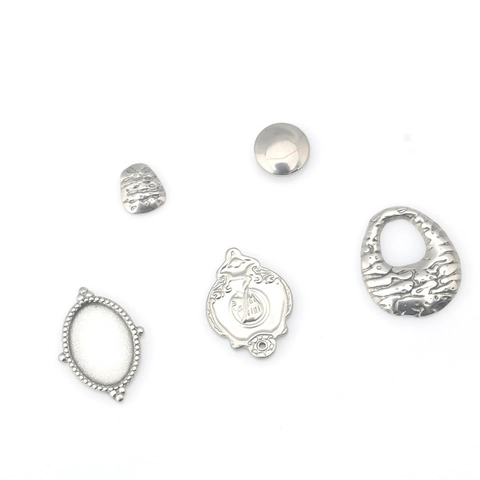 Colgantes Irregulares de Acero Inoxidable para Fabricación de Joyas DIY Plata Vintage Relieve Martillado Solo Colgante Sin Cadena
