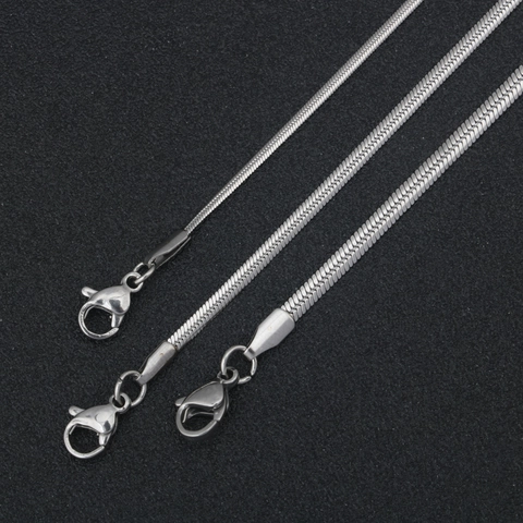 Minimalist Stainless Steel Flat Snake Bone Chain Necklace For Men Women Hip Hop Style Polished Metal Jewelry Accessories