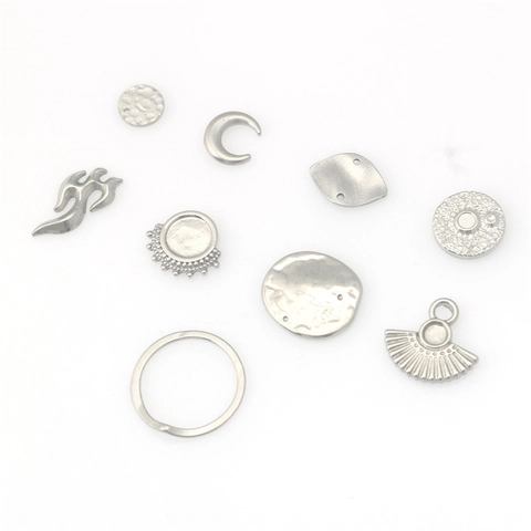 Stainless Steel Hip Hop Flame Moon Fan Shaped DIY Jewelry Pendant Trendy Cool Metal Charm For Necklace Jewelry Making