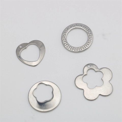 Stainless Steel Geometric DIY Pendant Accessories Hollow Heart Flower Greek Key Ring For Earrings Necklace Jewelry Making
