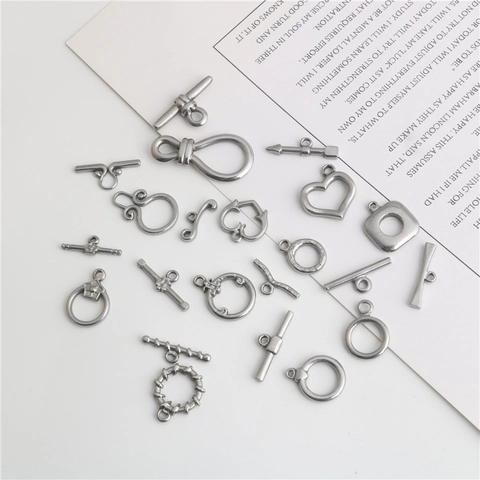 Stainless Steel Jewelry OT Clasps Heart Round Toggle Clasps For DIY Bracelet Necklace Making Findings Vintage Metallic Connectors