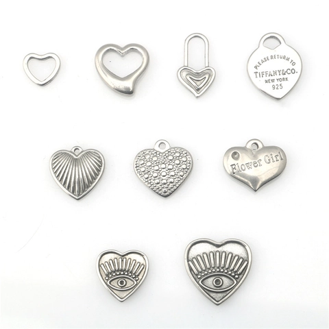 Ciondolo a Cuore in Acciaio Inossidabile Accessori per Gioielli Fai da Te Malocchio Inciso Flower Girl Lucchetto Ciondoli per Creazione di Collane Braccialetti Regalo Donna