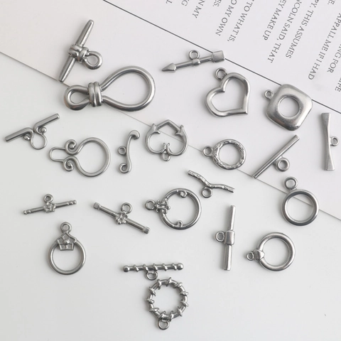 Stainless Steel Jewelry OT Clasps Heart Round Toggle Clasps For DIY Bracelet Necklace Making Findings Vintage Metallic Connectors