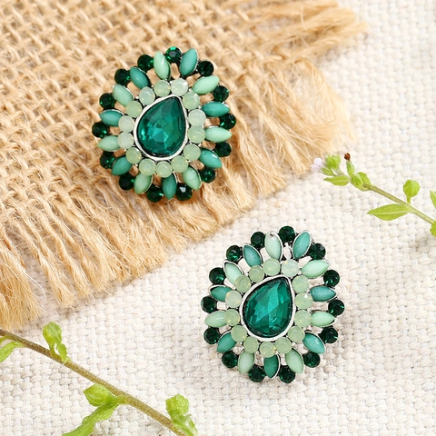 Vintage Alloy Water Drop Stud Earrings For Women Multi Color Rhinestone Resin Floral Cluster Geometric Earring Jewelry