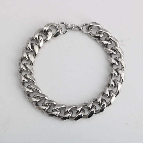 Klassisches Edelstahl Panzerkette Armband Für Damen Herren Chunky Poliert Streetwear Punk Stil Curb Kette Armband Handschmuck