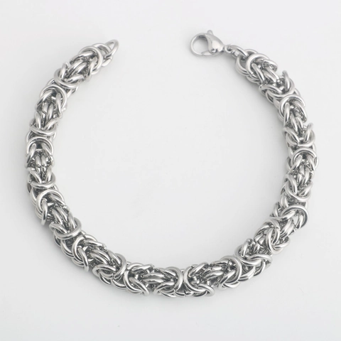 Vintage Handmade Woven Titanium Steel Byzantine Chain Bracelet For Men Women Silver Robust Stainless Steel Jewelry Gift