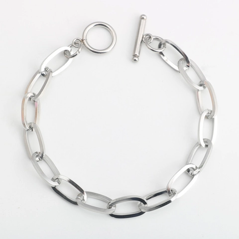 Minimalist Stainless Steel OT Clasp Bracelet For Men Women Hip Hop Style Thick Oval Link Chain Bracelet Jewelry Gift