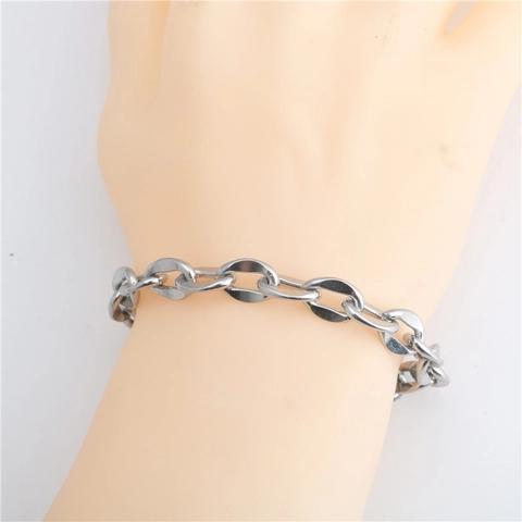 Minimalist Stainless Steel Chunky Chain Bracelet For Men Women Silver Tone Polished O Chain Toggle Clasp Hip Hop Jewelry