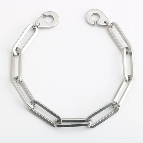 Industrial Handcuff Buckle Stainless Steel Paperclip Chain Bracelet Unisex Hip Hop Minimalist Silver Link Jewelry Gift