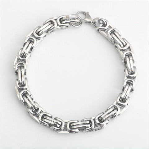 Bracciale a Catena Bizantina in Acciaio al Titanio Hip Hop per Uomo Donna Punk Rock Acciaio Inossidabile Tessuto a Mano