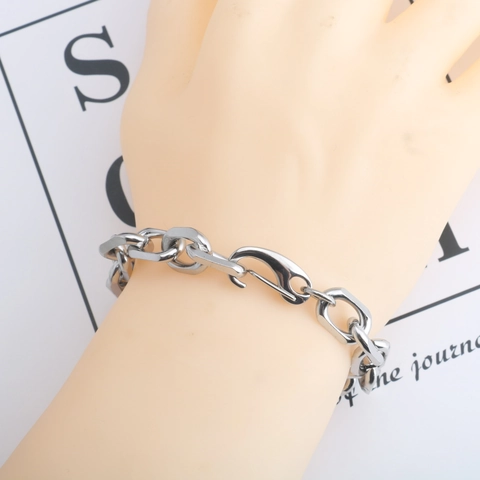 Men's Stainless Steel Heavy Chain Bracelet Hip Hop Punk Industrial Style Bold Silver Thick Link Bracelet Jewelry For Men