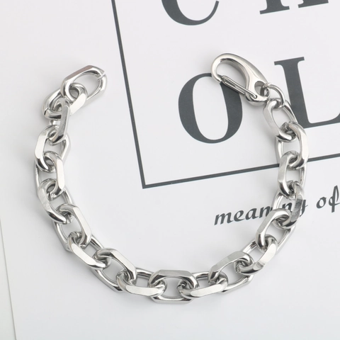 Men's Stainless Steel Heavy Chain Bracelet Hip Hop Punk Industrial Style Bold Silver Thick Link Bracelet Jewelry For Men