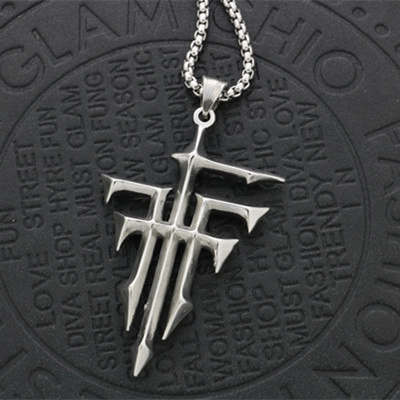 FFF Squad Anime Cosplay Pendant Necklace For Men Women Titanium Steel Punk Gothic Geometric Symbol Streetwear Sweater Chain
