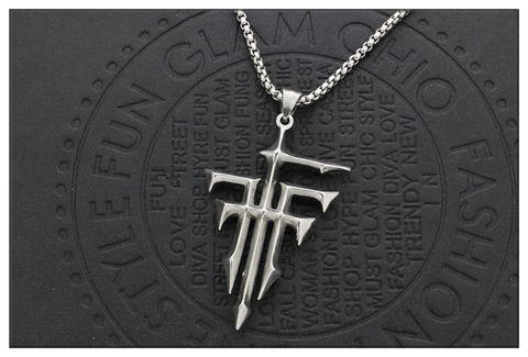 FFF Squad Anime Cosplay Pendant Necklace For Men Women Titanium Steel Punk Gothic Geometric Symbol Streetwear Sweater Chain