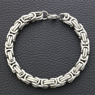 Pulsera de Cadena Bizantina de Acero Inoxidable para Hombre Mujer Hip Hop Punk Rock Tejida a Mano Pulsera de Eslabones de Acero Titanio