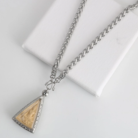 Collana a Catena in Acciaio Inossidabile per Uomo Donna Thai Amulet Spiga Catena Colore Argento Spiga Link Collane Gioielli Religiosi