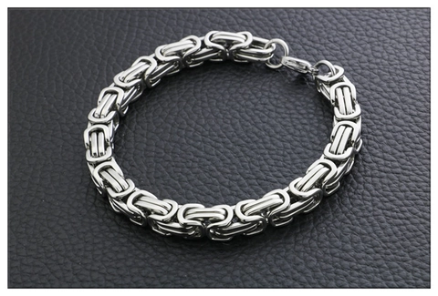 Pulsera de Cadena Bizantina de Acero Inoxidable para Hombre Mujer Hip Hop Punk Rock Tejida a Mano Pulsera de Eslabones de Acero Titanio