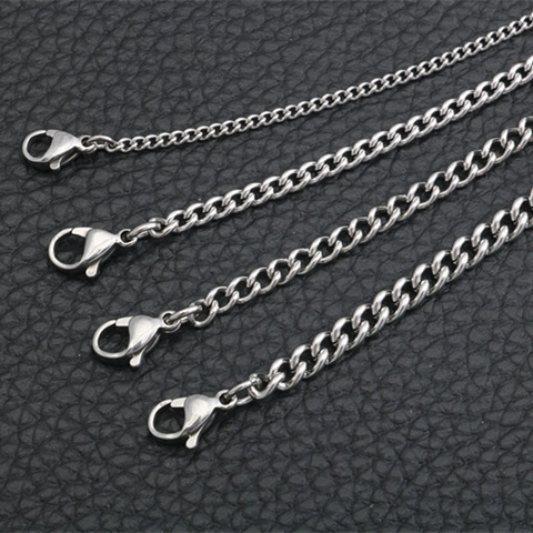 Collar de Cadena Curb de Acero Inoxidable para Hombre Mujer Unisex Minimalista Eslabón Cubano Cadena de Clavícula Joyería