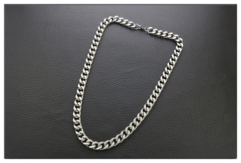 Stainless Steel Cuban Link Necklace For Men Hip Hop Punk Rock Heavy Duty Curb Chain Jewelry Silver Polished Necklaces