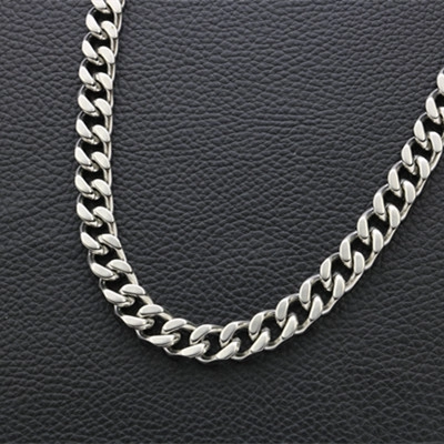 Stainless Steel Cuban Link Necklace For Men Hip Hop Punk Rock Heavy Duty Curb Chain Jewelry Silver Polished Necklaces