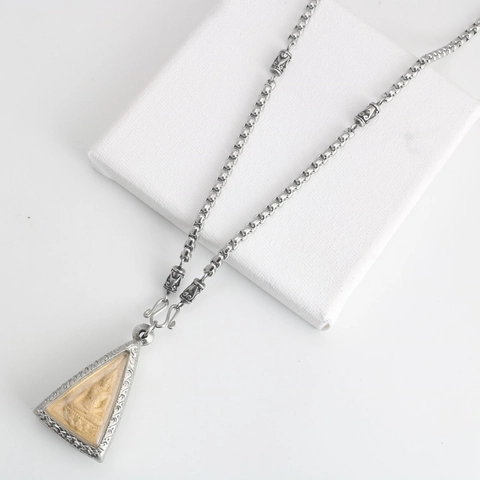 Vintage Stainless Steel Thai Amulet Necklace Chain Retro Religious Jewelry With Hooks For Pendant Men Women