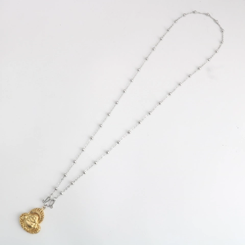 Stainless Steel Bead Chain Necklace For Men Women Thai Amulet Buddhist Pendant Hanging Chain Silver Polished Ball Chain Jewelry