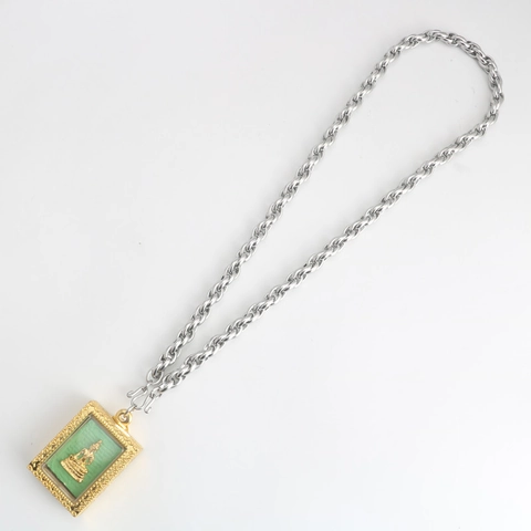 Stainless Steel Twist Rope Chain Necklace Alloy Gold Buddha Pendant Religious Ethnic Amulet Jewelry For Men Women Daily Decor