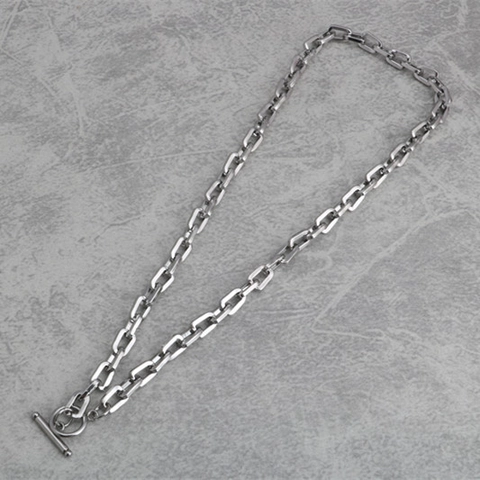 Collana Unisex in Acciaio Inossidabile con Chiusura a Scomparsa Catena Grossa a Maglie Rettangolari Punk Hip Hop Gioielli