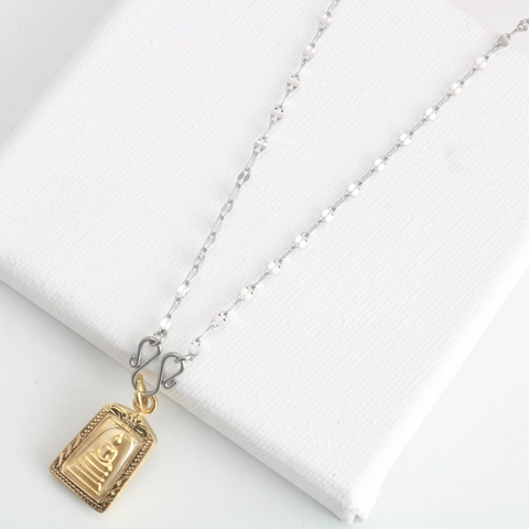 Titanium Steel Buddha Pendant Necklace Thai Amulet Style Gold Silver Two Tone Lip Chain For Men Women Religious Jewelry
