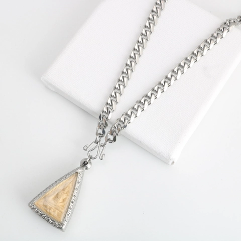 Men Stainless Steel Cuban Chain Necklace For Thai Buddha Amulet Pendant Retro Heavy Metal Link Chain Jewelry Gift