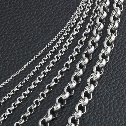 Collar de Cadena Rolo de Acero Inoxidable para Hombres Mujeres Minimalista Color Plata Cadena de Eslabones Redondos Joyería