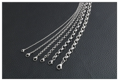 Collar de Cadena Rolo de Acero Inoxidable para Hombres Mujeres Minimalista Color Plata Cadena de Eslabones Redondos Joyería