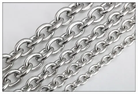 Collar de Cadena de Eslabones de Acero Inoxidable Para Hombres Mujeres Cadena de O Pesada Hip Hop Punk Joyería Plata Pulida