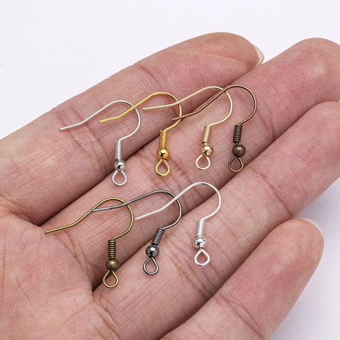 DIY Handmade Copper Earring Hooks For Jewelry Making Gold Silver Rose Gold Plated Fish Hook Ear Wires With Coil And Ball