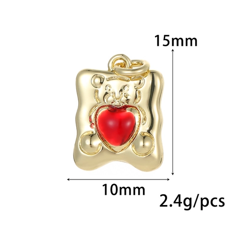 Brass Red Enamel Heart Poker Card Ace Pendant For DIY Necklace Bracelet Making Fashion Zirconia Jewelry Findings For Women