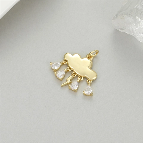 Copper 14K Gold Plated DIY Pendant Simple Star Cloud Love Letter Rhinestone Inlaid Handmade Jewelry Making Charms For Necklace