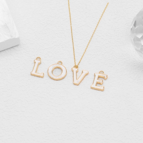 14K Gold Plated Copper Alphabet Letter A-Z Charm Pendant With White Enamel For DIY Necklace Bracelet Jewelry Making Accessories