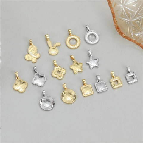 Minimalist Copper 14K Gold Plated Butterfly Clover Rabbit Star Pendant Charms For DIY Necklace Bracelet Jewelry Making