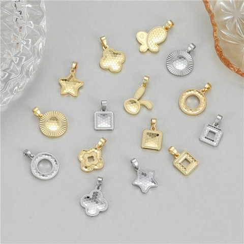 Minimalist Copper 14K Gold Plated Butterfly Clover Rabbit Star Pendant Charms For DIY Necklace Bracelet Jewelry Making