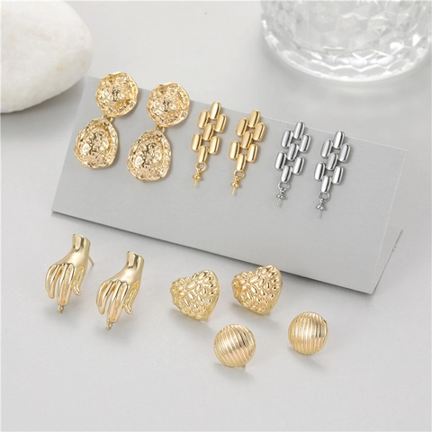 Squisiti Orecchini Geometrici in Rame Placcato Oro 14K DIY Minimalisti con Strass Forma di Cuore Palmo per Donna Gioielli di Moda
