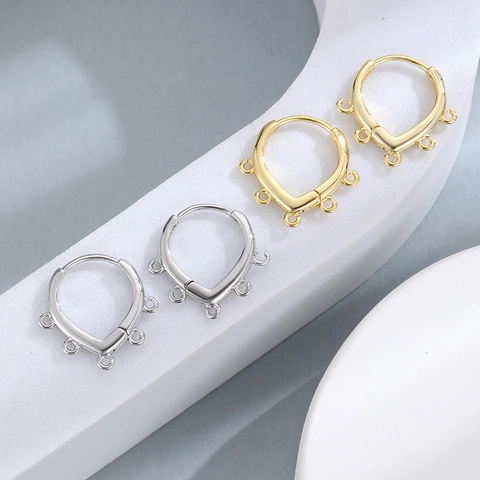 Copper DIY Earring Findings V-Shaped Ear Buckles With Multi-Loop For Jewelry Making Simple Geometric Hoop Components For Women