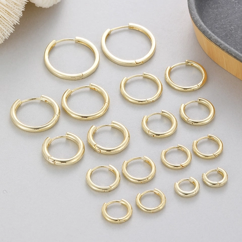 Minimalist Copper 14K Gold Silver Plated Hoop Earrings For Women Geometric Circle Huggie Ear Buckle Lightweight Daily Jewelry