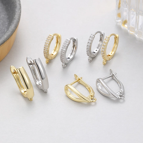 DIY Jewelry Findings Copper Gold Plated Leverback Earring Hooks With Loop Zirconia Hoop Ear Clips Minimalist Accessories