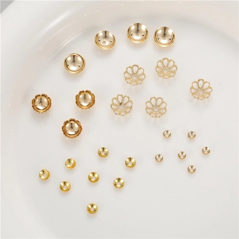 14K Vergoldete Kupfer Hohlblumen Perlenkappen Für DIY Schmuck Armband Kette Florale Zwischenperlen Zubehör