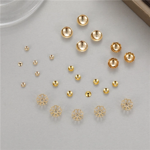 14K Vergoldete Kupfer Hohlblumen Perlenkappen Für DIY Schmuck Armband Kette Florale Zwischenperlen Zubehör