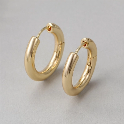 Minimalist 14K Gold Plated Copper Chunky Hoop Earrings Geometric Rectangle Round Huggie Earrings For Women Men Fashion Jewelry